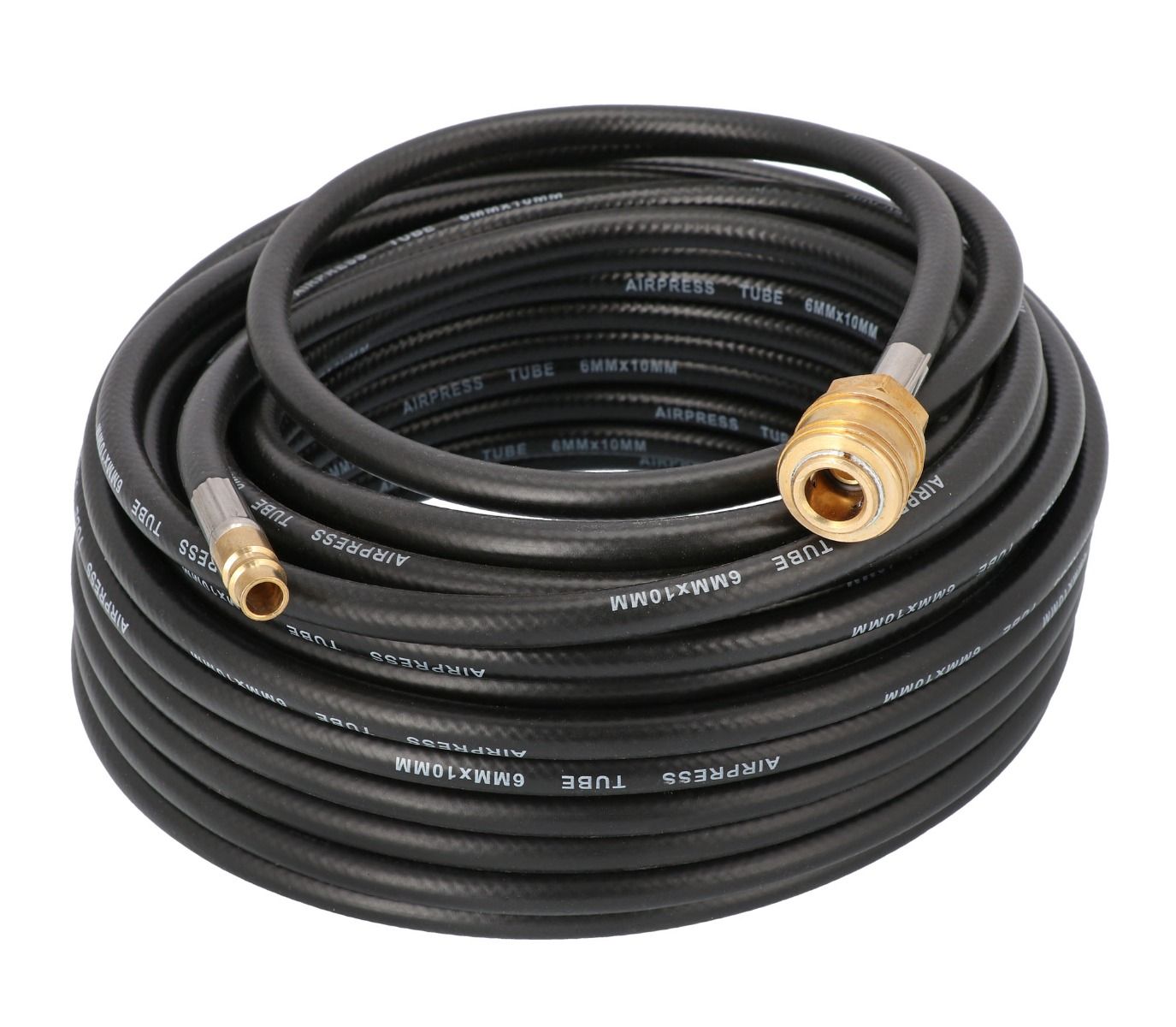 Rubber air hose 10 x 6 mm 15 m Euro quick coupling