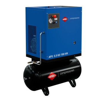Screw Compressor APS 5.5 GO 100 Combi IVR  5.5 HP / 4 kW 10 bar 264 - 468 l/min 100 l