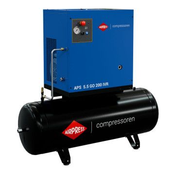 Screw Compressor APS 5.5 GO 200 Combi IVR 5.5 HP / 4 kW 10 bar 264 - 468 l/min 200 l