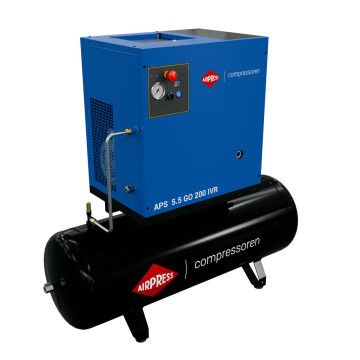 Screw Compressor APS 5.5 GO 200 Combi IVR 5.5 HP / 4 kW 10 bar 498 l/min 200 l