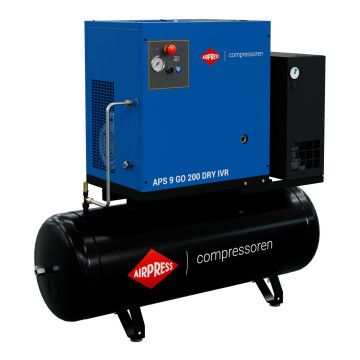 Screw Compressor APS 9 GO 200 Combi Dry IVR 10 HP / 7.5 kW 10 bar 264 - 798 l/min 200 l