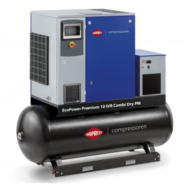 Screw compressor EcoPower Premium 10D IVR Combi Dry PM 13 bar 10 HP/7.5 kW 276 - 1272 l/min 500 l