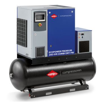 Screw compressor EcoPower Premium 20D IVR Combi Dry PM 13 bar 20 HP/15 kW 672 - 3000 l/min 500 l