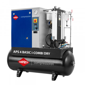 Screw Compressor APS 4 Basic i-Combi Dry 10 bar 4 hp/3 kW 366 l/min 200L with adsorption dryer 18003-OFAG4