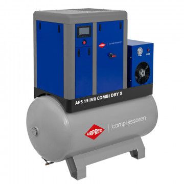 Screw Compressor APS 15 IVR Combi Dry X 10 bar 15 hp/11 kW 380-1500 l/min 500 l