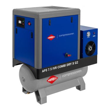 Screw Compressor APS X 7.5 IVR Combi Dry G2 10 bar 7.5 HP/5.5 kW 290-790 l/min 200 l