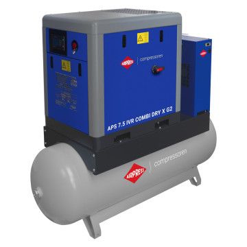 Screw compressor APS X 7.5 IVR Combi Dry G2 10 bar 7.5 HP/5.5 kW 290-790 l/min 500 l