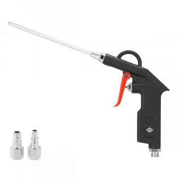 Air blow gun with long spout and plugin nipples