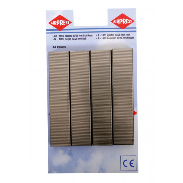 Staples type 80 25 mm 1000 pieces stainless steel