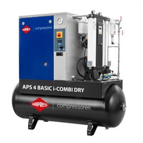Screw Compressor APS 4 Basic i-Combi Dry 10 bar 4 hp/3 kW 366 l/min 200L with adsorption dryer 18003-OFAG4