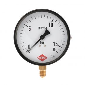 Pressure gauge 1/4" 16 bar under connection 100 mm
