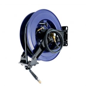 Air hose reel wall mounting 20 bar 20 m 3/8" 16 x 10 mm with swivel arm and set of plug-in nipples and universal quick coupling