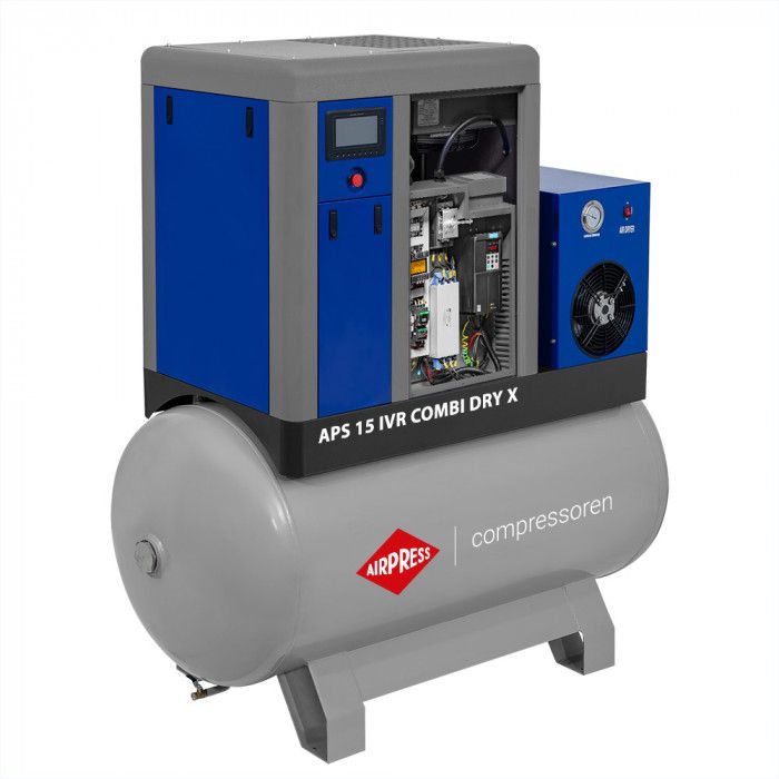 APS 15 IVR Combi Dry X screw compressor 10 bar 15 HP/11 kW 380-1500 l/ min 500 l