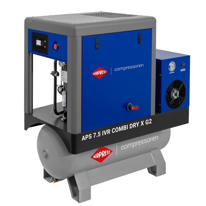 APS 7.5 IVR Combi Dry X G2 screw compressor 10 bar 7.5 HP/5.5 kW 290- 790 l/min 200 l